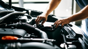 Professional ASE-certified mechanic installing a car battery at Hyperion Auto Repair in Los Angeles