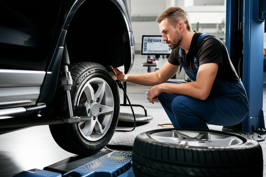 Professional mechanic performing comprehensive multi-point vehicle inspection at Hyperion Auto Repair in Los Angeles