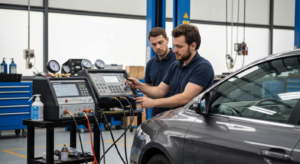 Professional AC diagnostic testing and repair by certified mechanic at Hyperion Auto Repair, Los Angeles