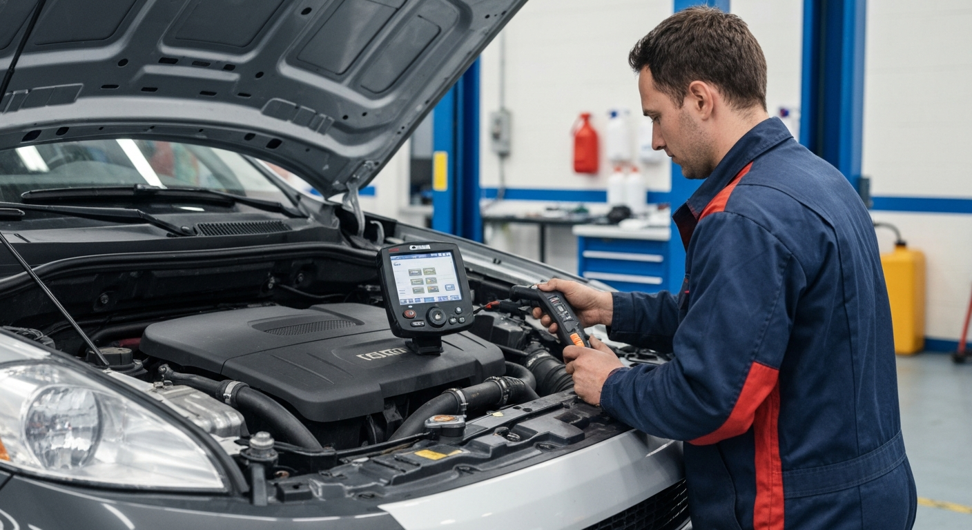 Professional Car Diagnostic Service – Hyperion Auto Repair Los Angeles ASE-certified technician performing comprehensive OBD-II diagnostic scan at Hyperion Auto Repair in Los Angeles