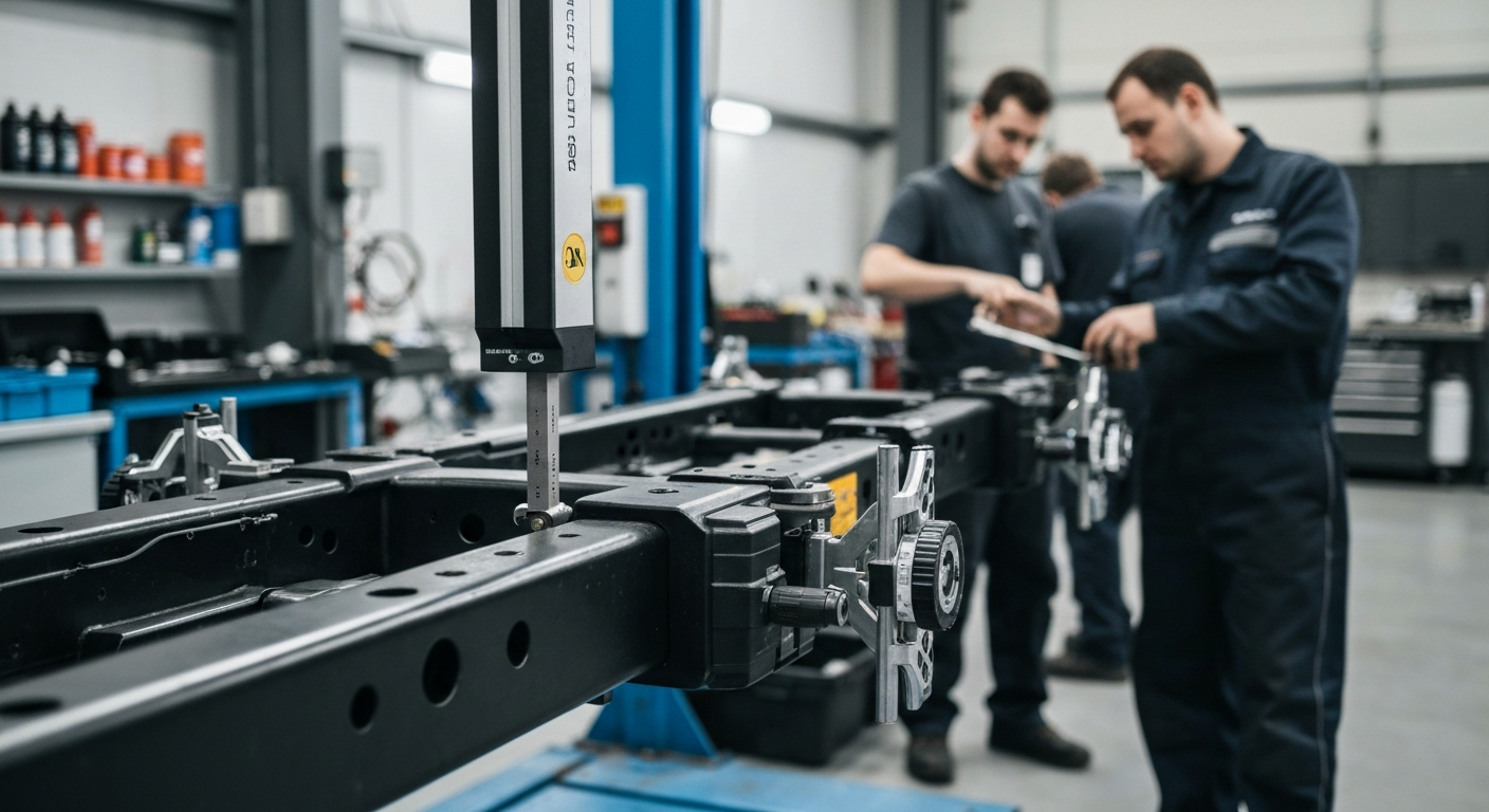 Auto Frame Alignment Service – Expert Laser Measurement at Hyperion Auto Repair Professional auto frame alignment laser measurement system at Hyperion Auto Repair in Los Angeles