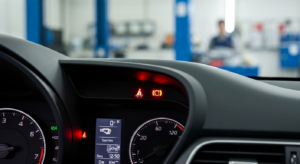 Flashing check engine light warning indicator on vehicle dashboard requiring professional diagnosis